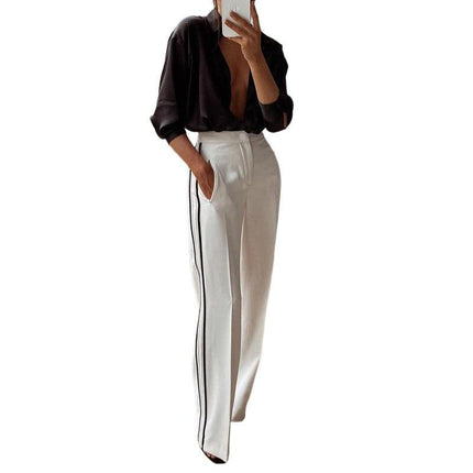 Straight-Leg Pants with Side Stripe