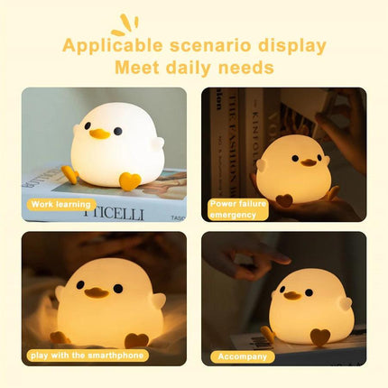 Doudou Duck Silicone Alarm Lampe ambiant Light Bedroom Bedside Lampe USB Charge avec Light Night Sleeping