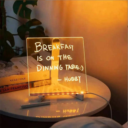 Acrylique DIY Note Board LED Night Light Creative Message Board Lampe de vacances avec 7pens USB LED Lampe de bureau Remarque Daily Moment Painting Lampe