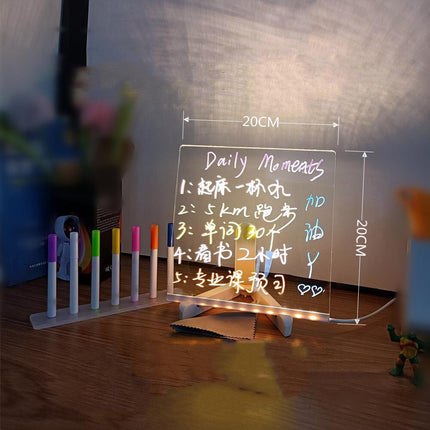 Tablero de notas acrílico luminoso transparente