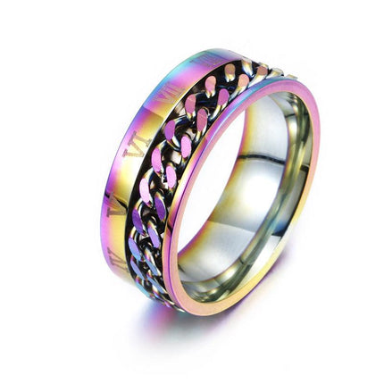Titanium Roman Spinner Chain Ring for Men
