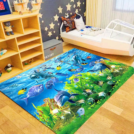 Tapis de paysage d'eau de la plage de mer 3D 3D, tapis de tapis pour le salon Décoration de paillasson canapé, tapis de sol pour enfants