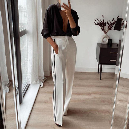 Straight-Leg Pants with Side Stripe