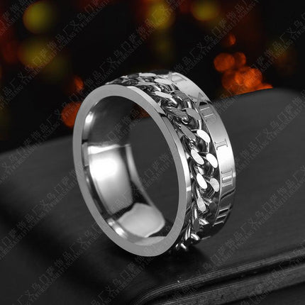 Titanium Roman Spinner Chain Ring for Men