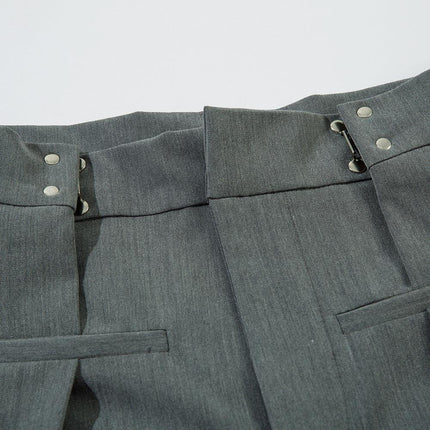 High Street Wide-Leg Trousers with Metal Buckle
