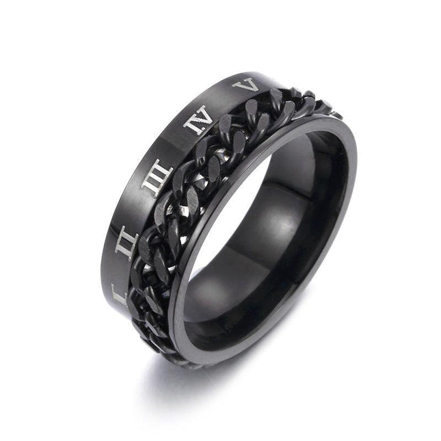 Titanium Roman Spinner Chain Ring for Men