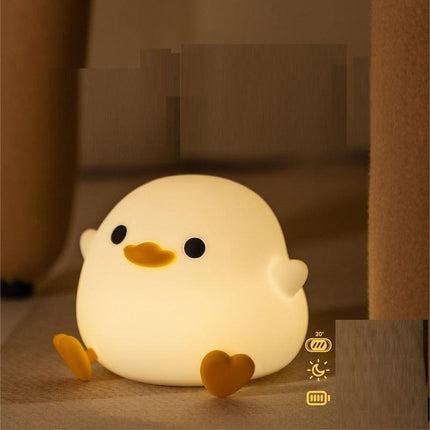 Doudou Duck Silicone Alarm Lampe ambiant Light Bedroom Bedside Lampe USB Charge avec Light Night Sleeping