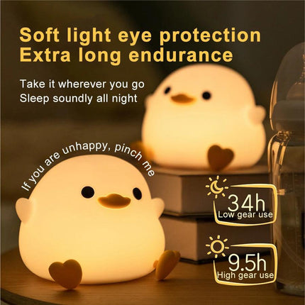 Doudou Duck Silicone Alarm Lampe ambiant Light Bedroom Bedside Lampe USB Charge avec Light Night Sleeping