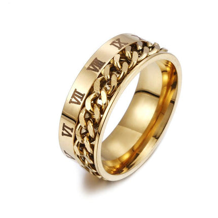 Titanium Roman Spinner Chain Ring for Men
