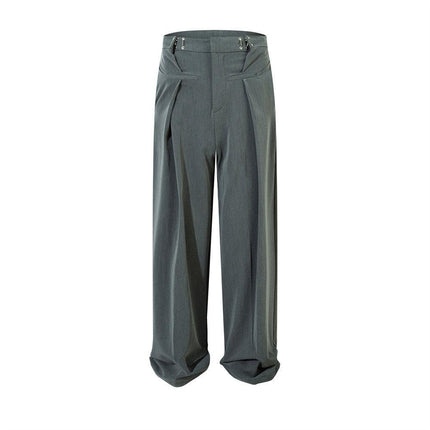 High Street Wide-Leg Trousers with Metal Buckle