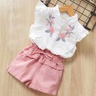 Korean Embroidered Top & Shorts Set for Girls