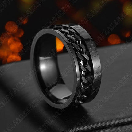 Titanium Roman Spinner Chain Ring for Men