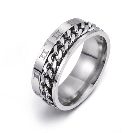 Titanium Roman Spinner Chain Ring for Men
