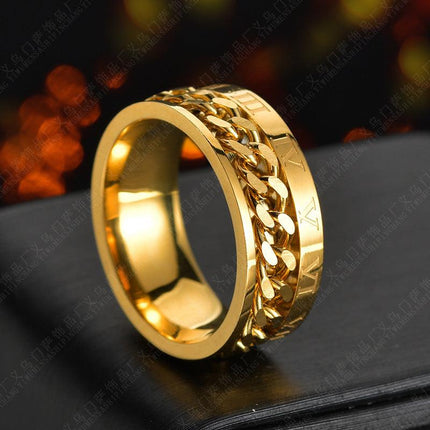 Titanium Roman Spinner Chain Ring for Men