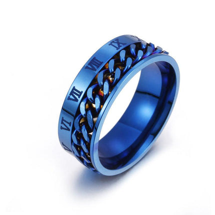 Titanium Roman Spinner Chain Ring for Men