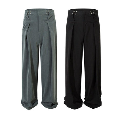 High Street Wide-Leg Trousers with Metal Buckle