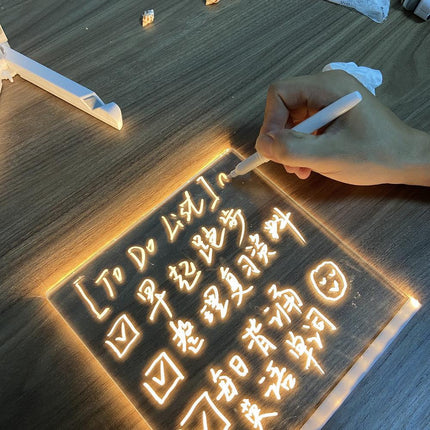 Tablero de notas acrílico luminoso transparente