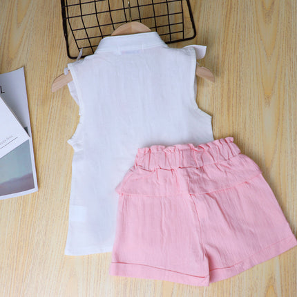 Korean Embroidered Top & Shorts Set for Girls