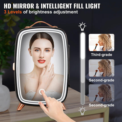 Vevor 6L Mini Skincare Fridge with LED Mirror – Black
