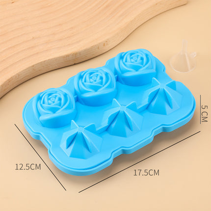 6-Piece Diamond Rose Silicone Ice Cube Tray