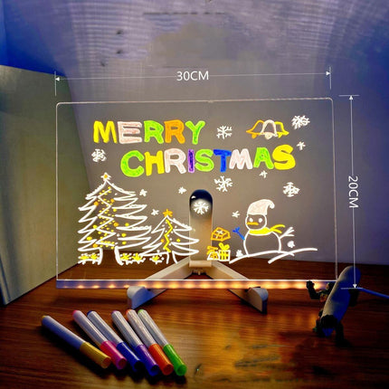 Acrylique DIY Note Board LED Night Light Creative Message Board Lampe de vacances avec 7pens USB LED Lampe de bureau Remarque Daily Moment Painting Lampe